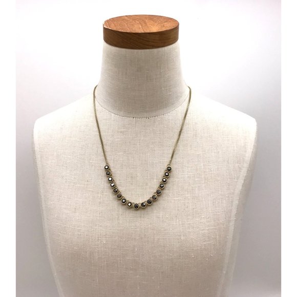 Necklace brushed gold finish with black gems and a adjustable chain - Picture 1 of 5